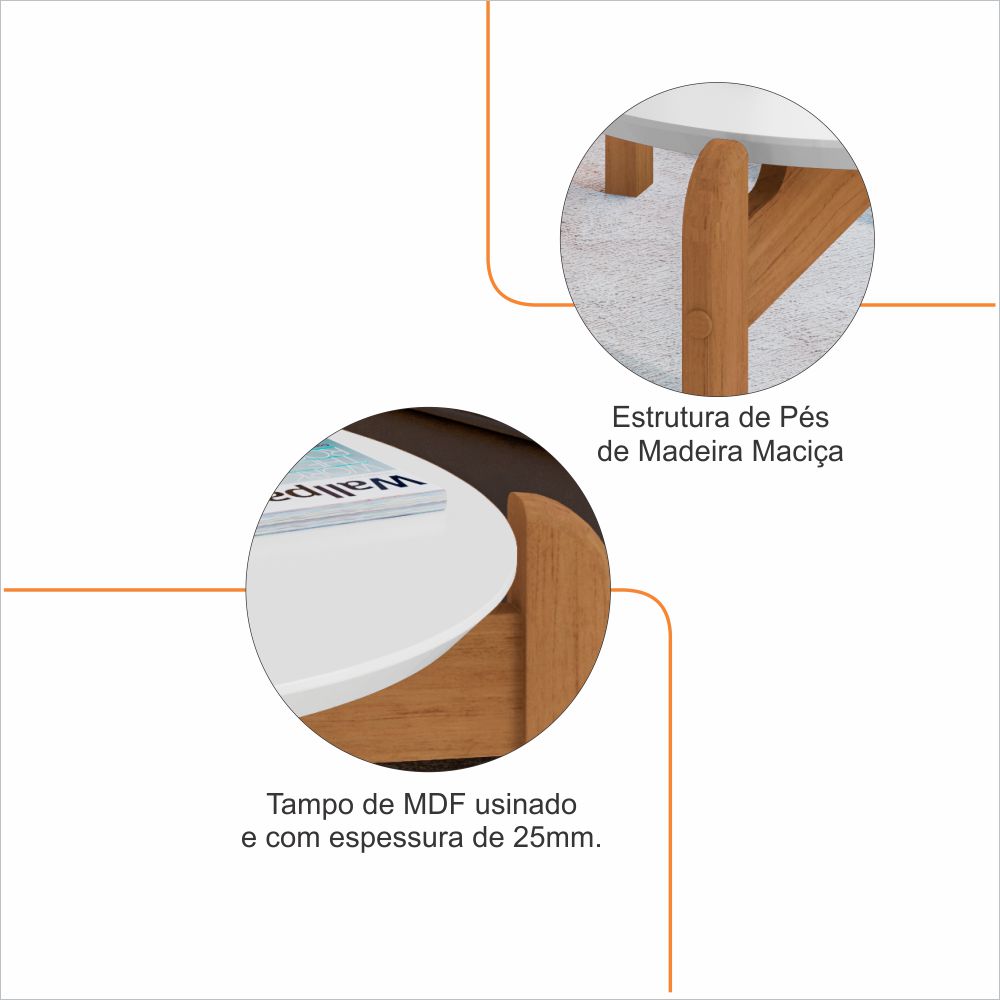Mesa De Centro Oblonga Sala De Estar 06009 Branco Cedro DCASA