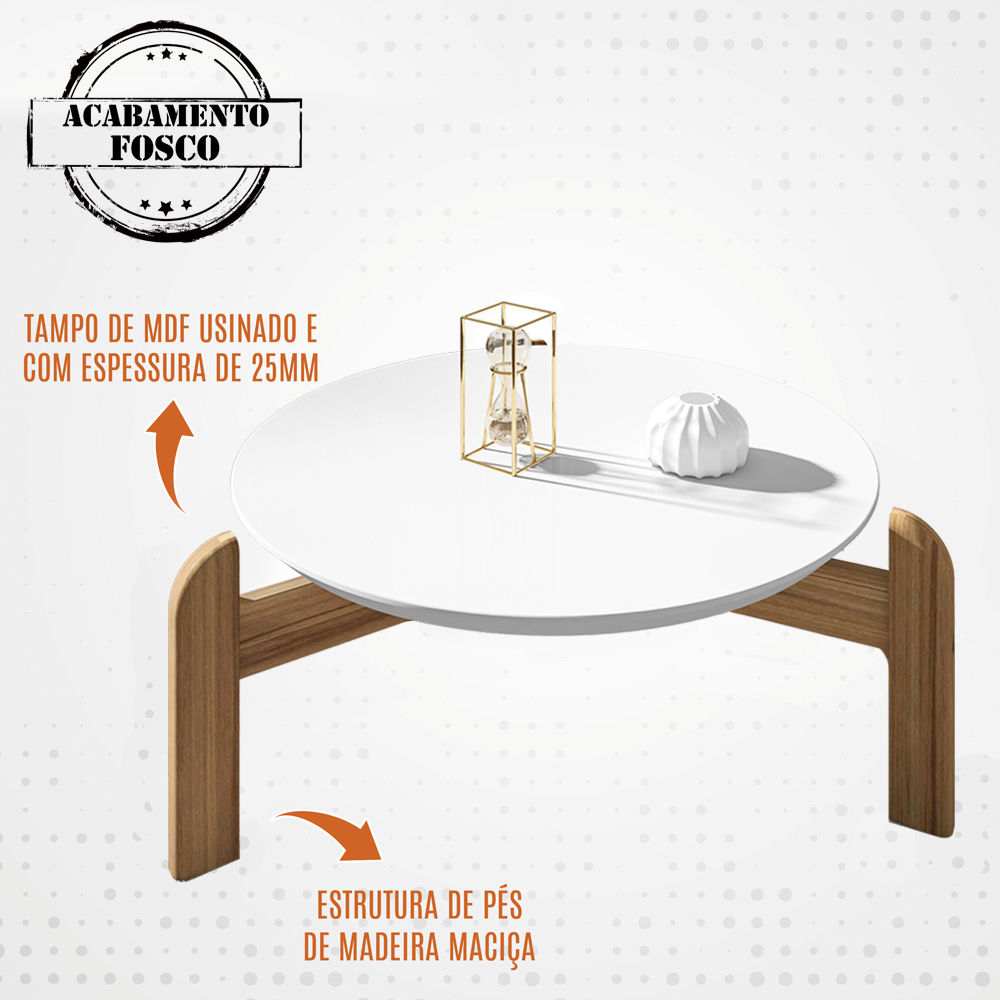 Mesa De Centro Para Sala 006008 Branco Cedro DCASA