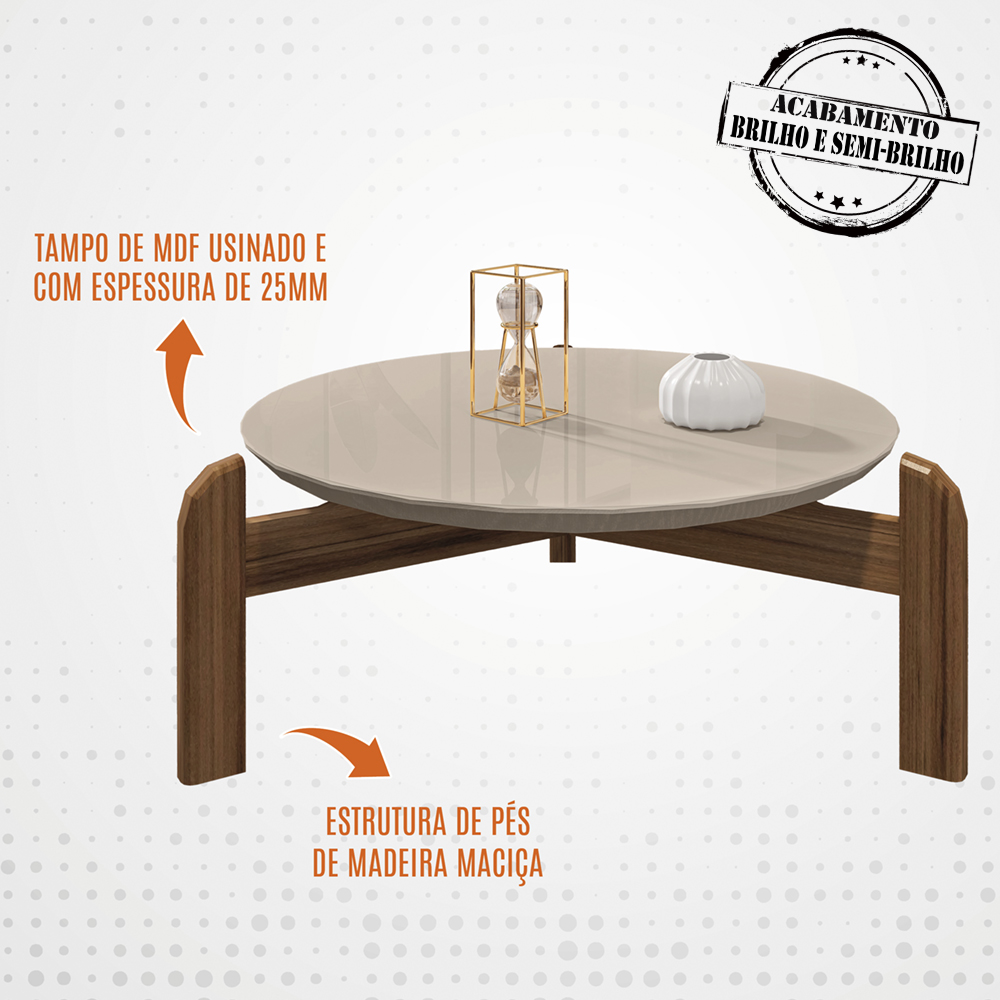 Mesa De Centro Para Sala 006008 Off White Cedro DCASA