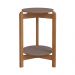 Mesa Lateral Sala Lizz com Pés de Madeira Maciça Cinza Perola/Cedro