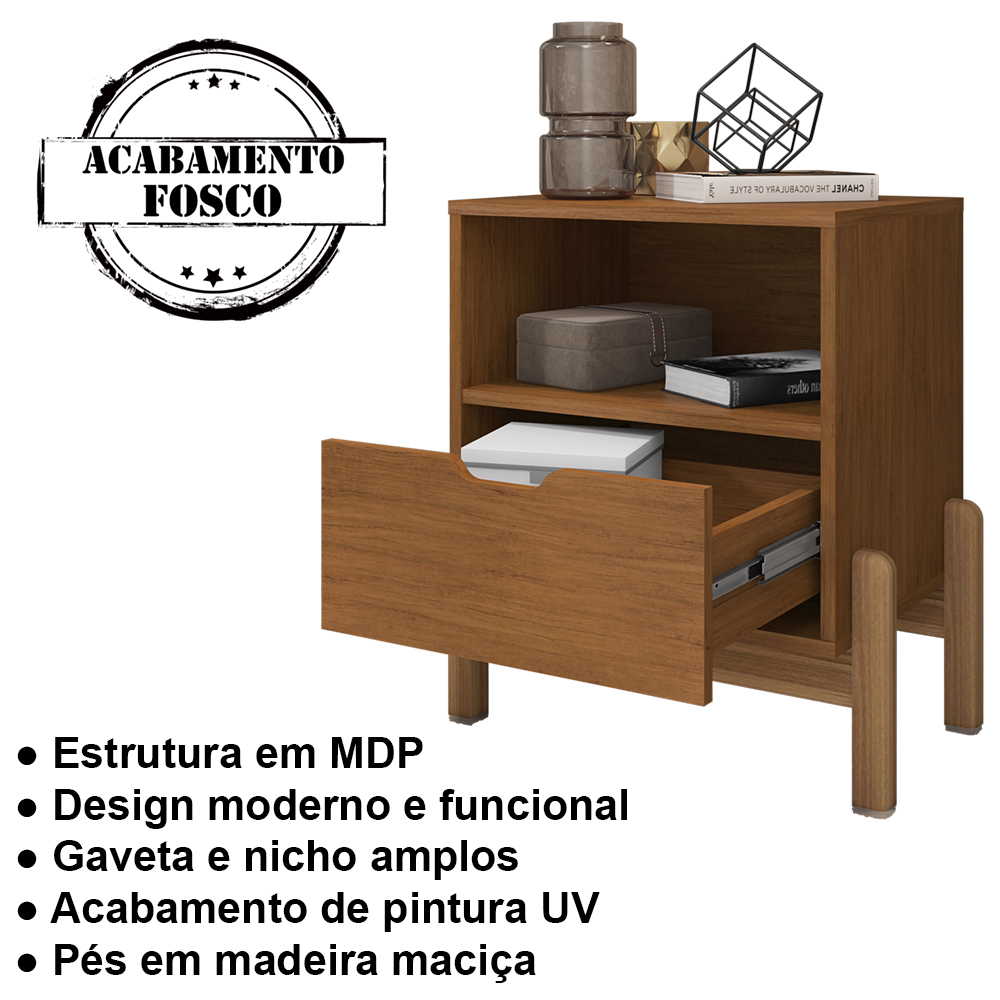 Mesa de Cabeceira 1 Gaveta 004015 Cedro DCASA