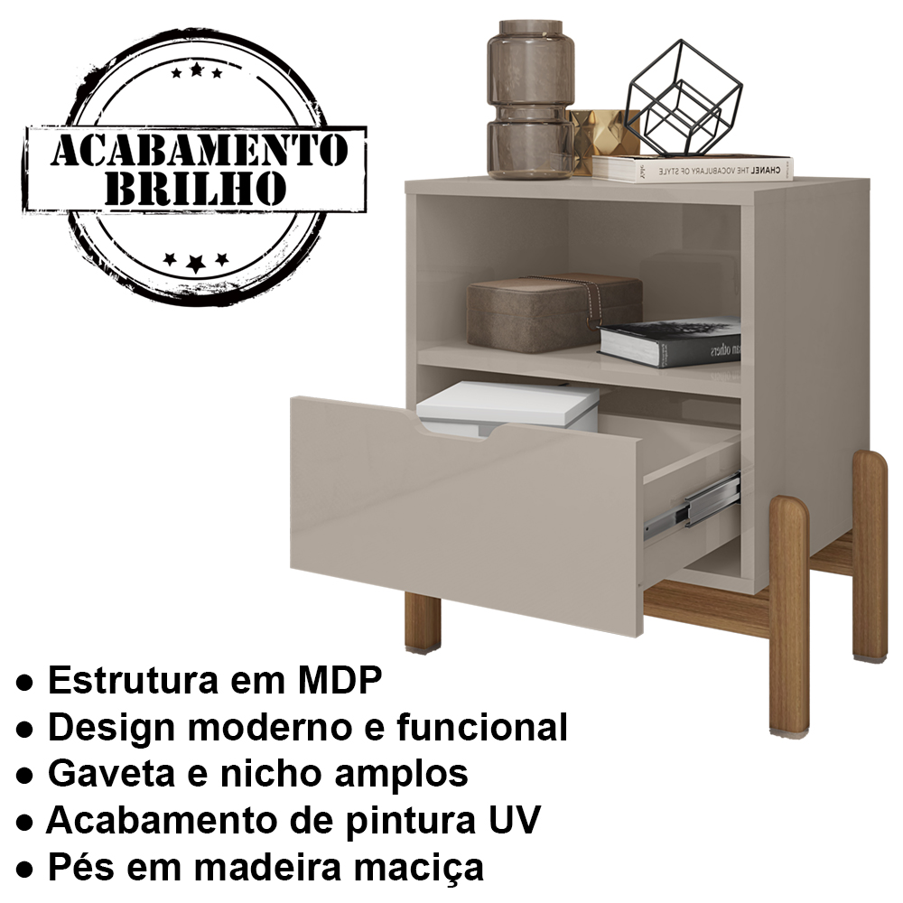Mesa de Cabeceira 1 Gaveta 004015 Off White DCASA