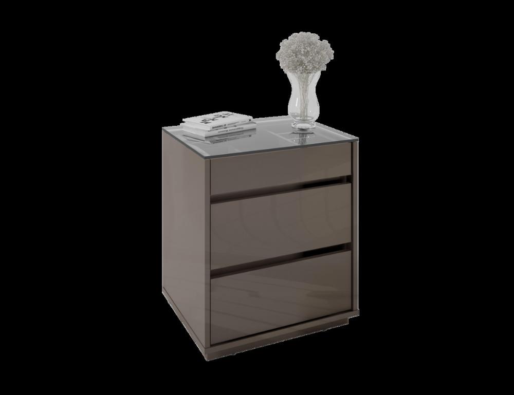 Mesa de Cabeceira 3 Gavetas Porta itens Serena Cinza Perola