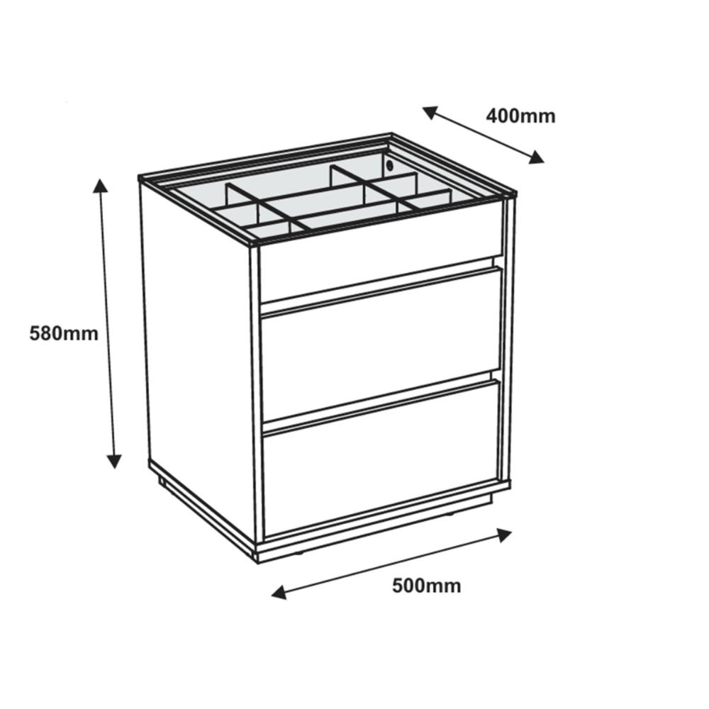 Mesa de Cabeceira 3 Gavetas Porta itens Serena Cinza Perola