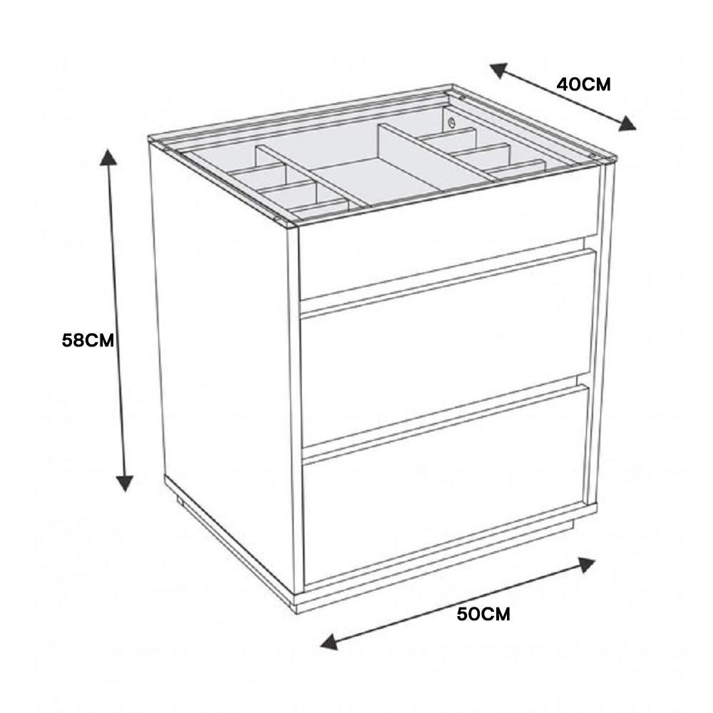 Mesa de Cabeceira Belize 3 Gavetas Branco - Casa D