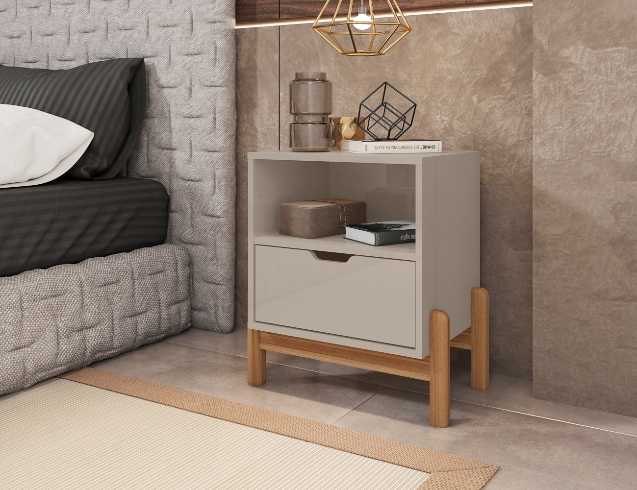 Mesa de Cabeceira Nice Off White