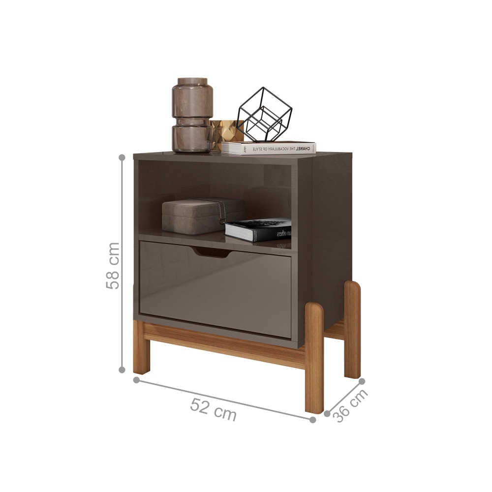 Mesa de Cabeceira Paris Cinza Perola