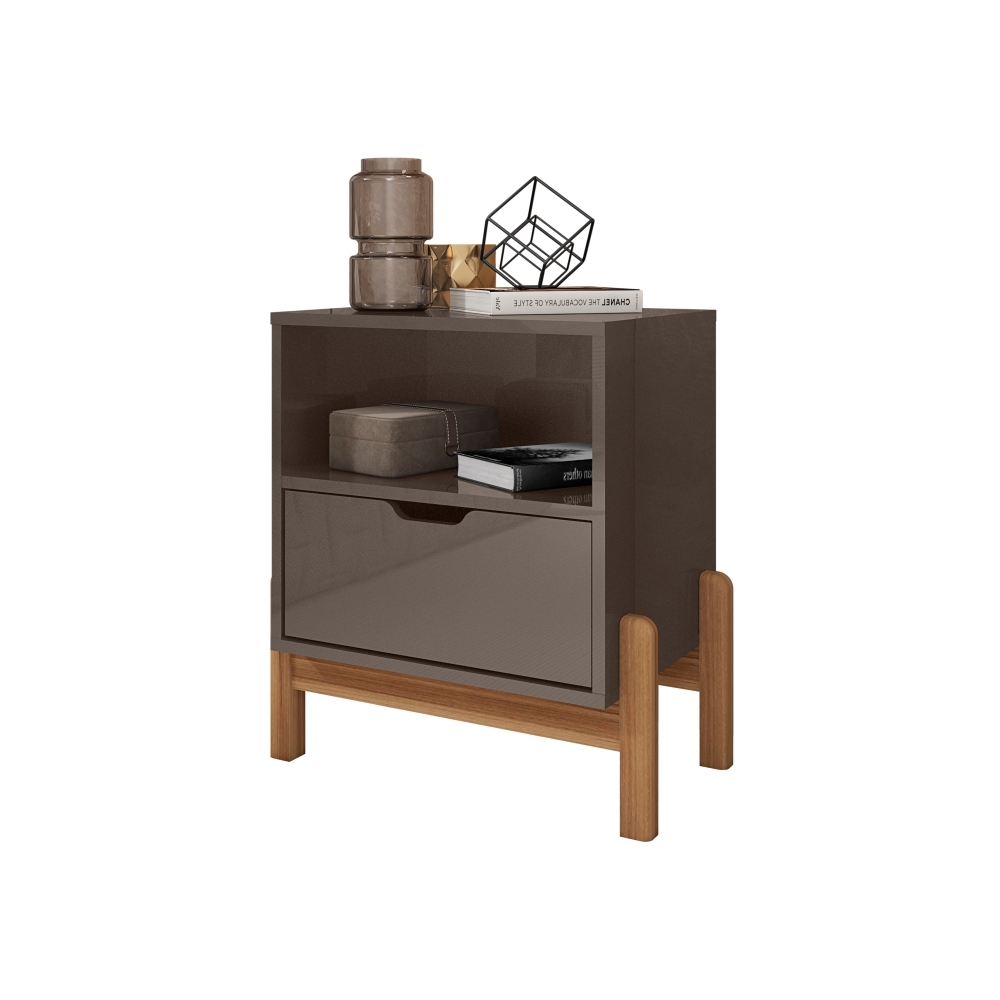 Mesa de Cabeceira Paris Cinza Perola