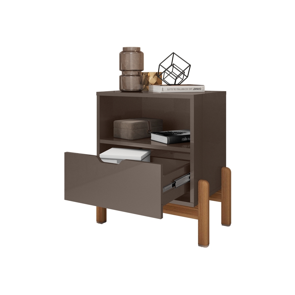 Mesa de Cabeceira Paris Cinza Perola