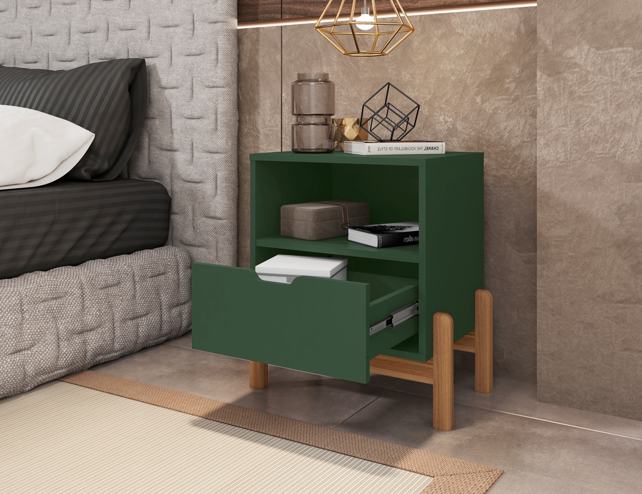 Mesa de Cabeceira Paris Verde Oliva