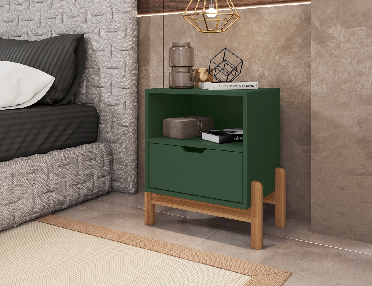 Mesa de Cabeceira Paris Verde Oliva