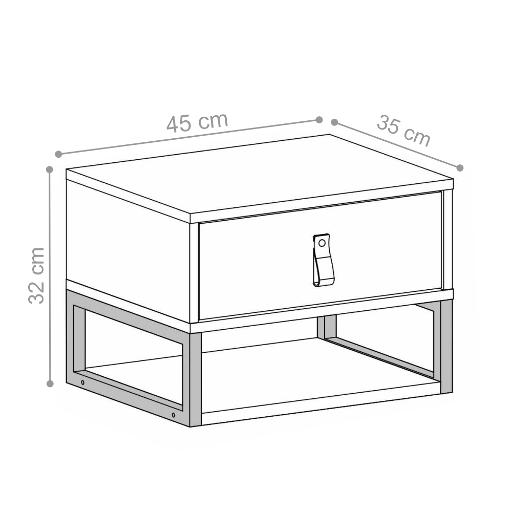 Mesa de Cabeceira Suspensa Hampton Branco
