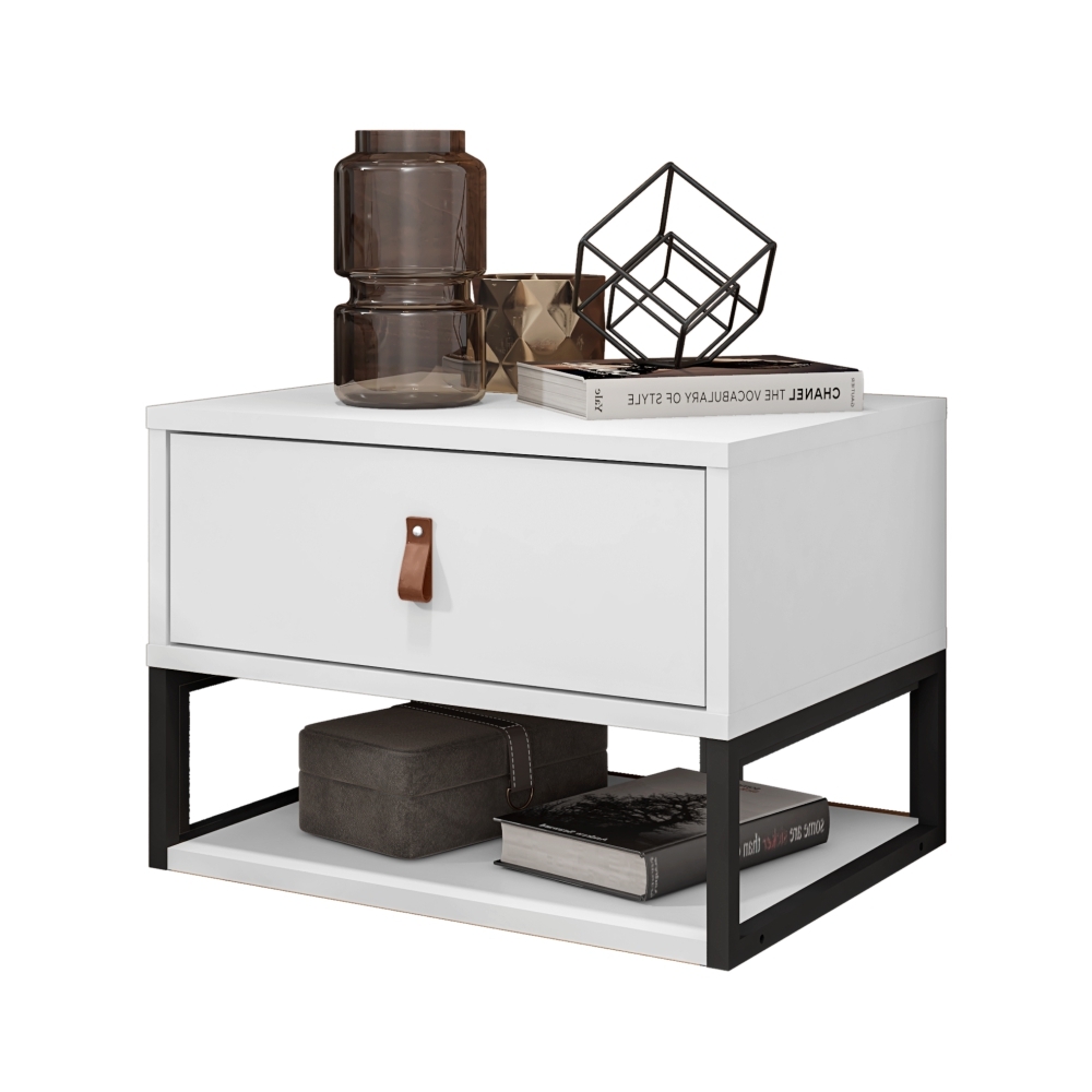Mesa de Cabeceira Suspensa Hampton Branco