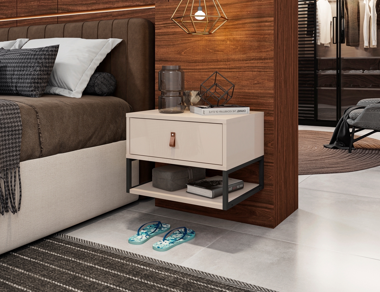 Mesa de Cabeceira Suspensa West Off White