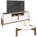 Mesa de Centro 006008 e Rack Para TV 011080 Branco Cedro DCASA