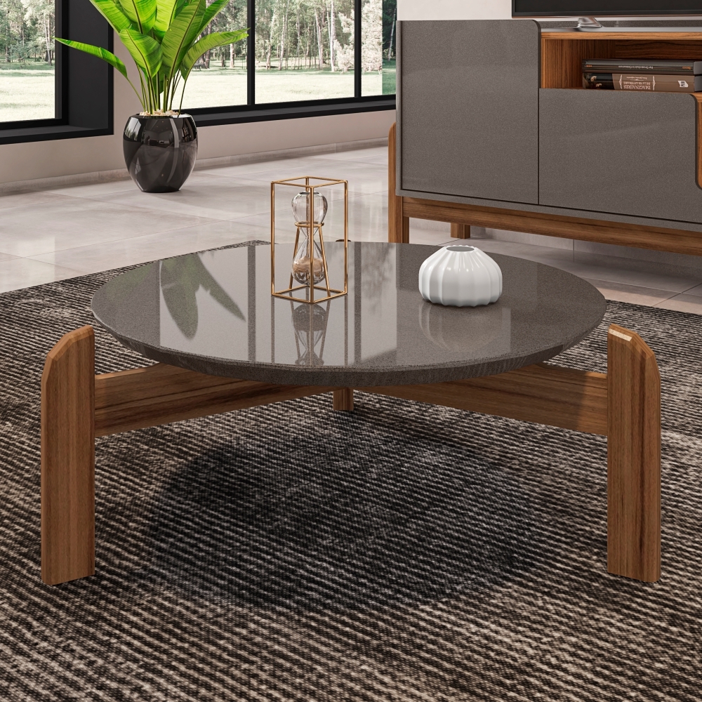 Mesa de Centro Julliane Pérola/Cedro