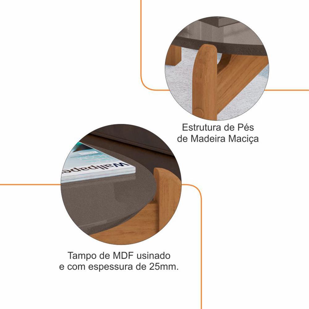 Mesa de Centro Lizz Oblonga Cinza Pérola/Cedro - Casa D