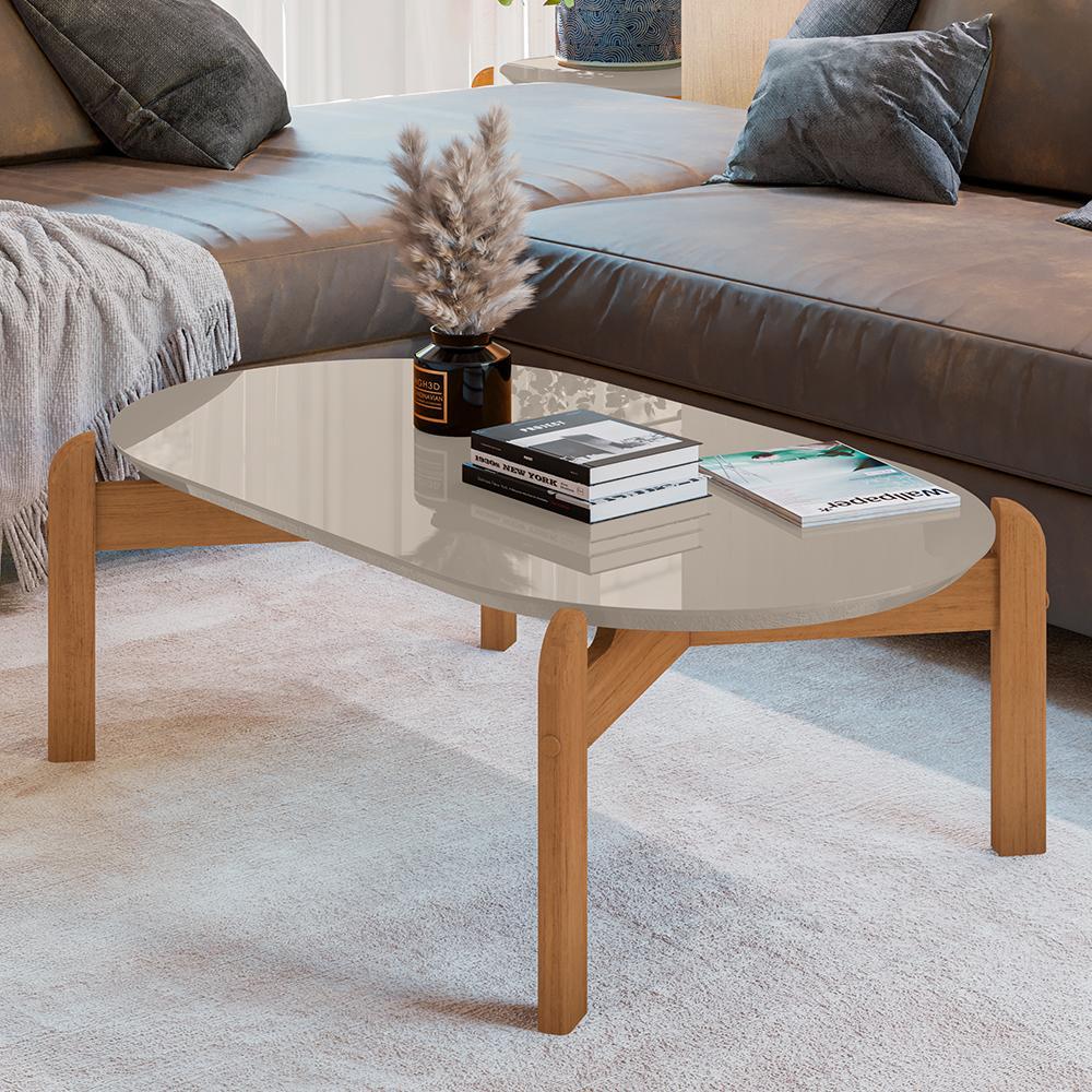 Mesa de Centro Lizz Oblonga Off White/Cedro - Casa D