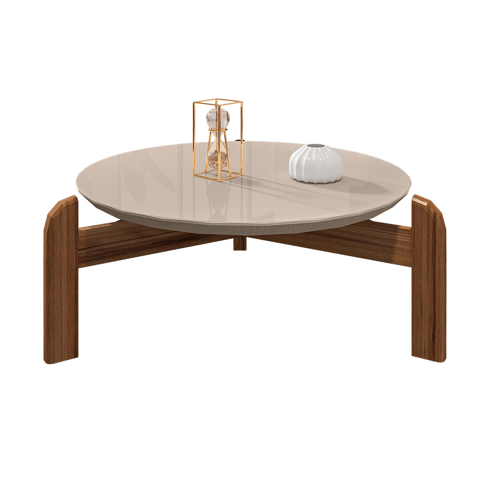 Mesa de Centro Lizz Off White e Cedro