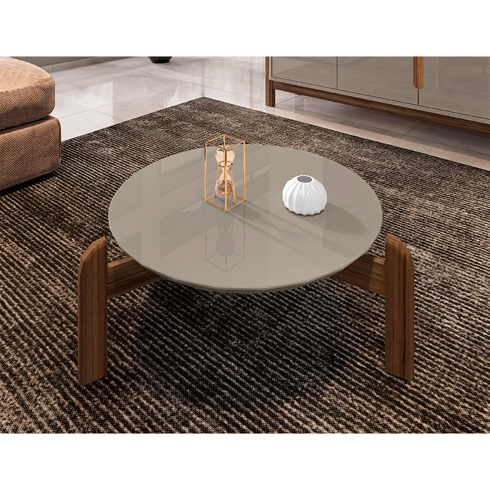 Mesa de Centro Lizz Off White e Cedro