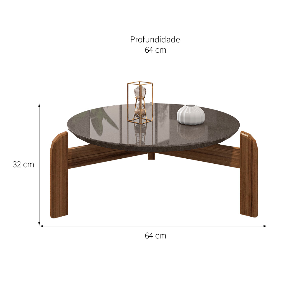 Mesa de Centro Lizz Pérola e Cedro