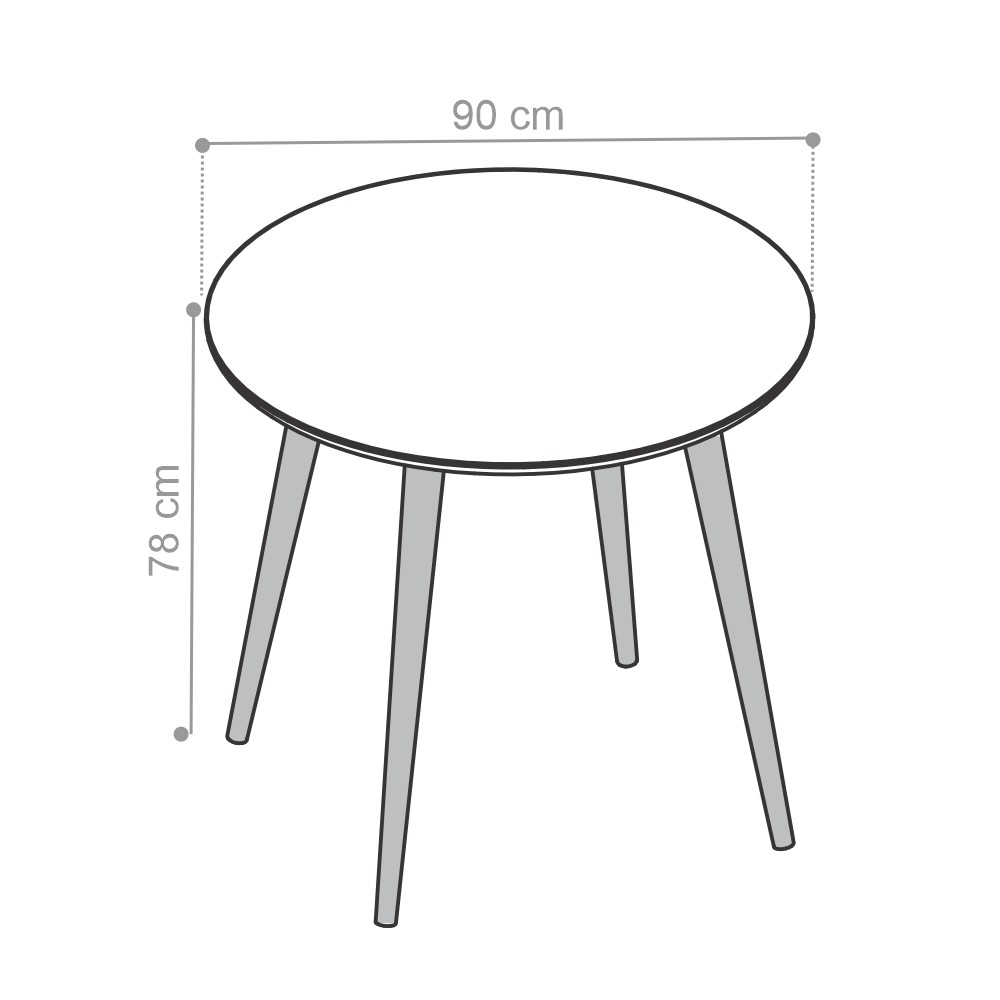 Mesa de Jantar Redonda Richard Off White com Tampo de Vidro