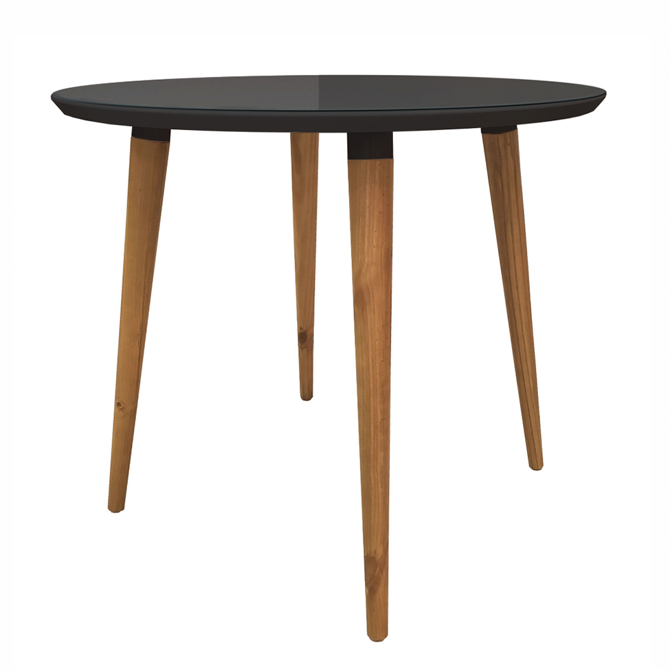 Mesa de Jantar Redonda com Tampo de Vidro Veneza Preta 90 cm