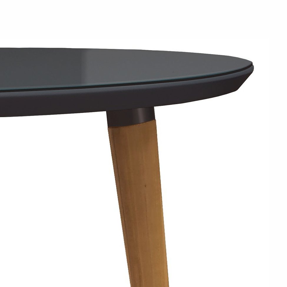 Mesa de Jantar Redonda com Tampo de Vidro Veneza Preta 90 cm