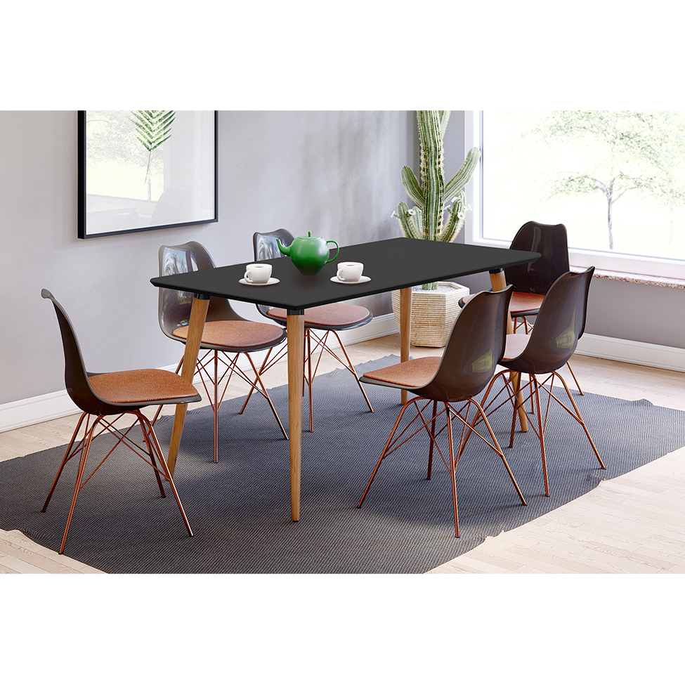 Mesa de Jantar Retangular Veneza Preta 160 cm