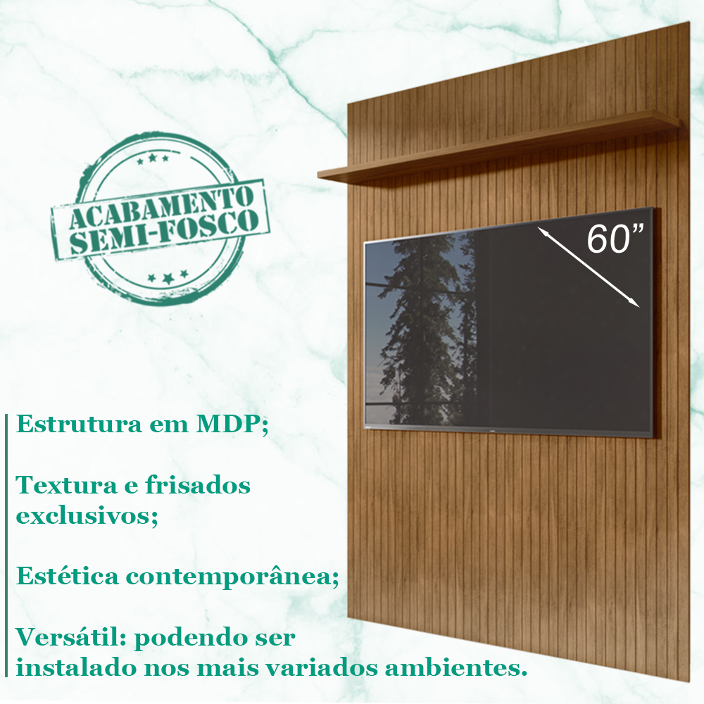 Painel Frisado Piso Teto 220x160 Cm Tv 60 Pol 008174 Cedro DCASA