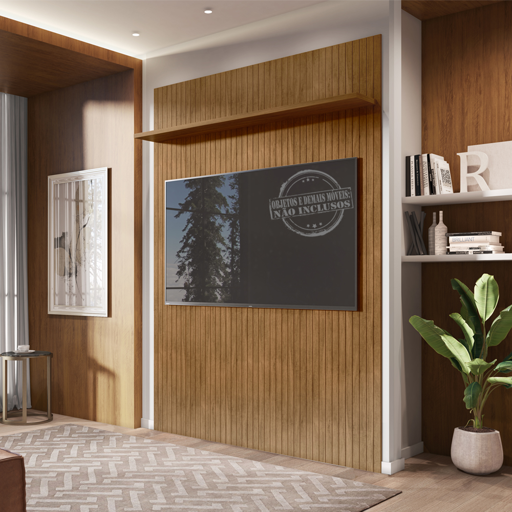 Painel Frisado Piso Teto 220x160 Cm Tv 60 Pol 008174 Cedro DCASA
