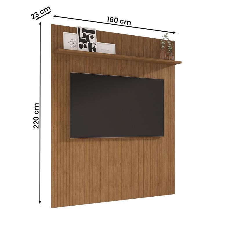 Painel Frisado Siena Sala para TV até 60 Polegadas 160 cm Cedro