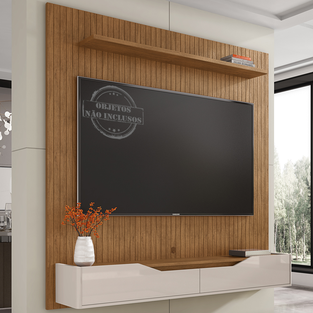 Painel Frisado Suspenso Tv 60 Pol 160 Cm 011090 Cedro Off White DCASA