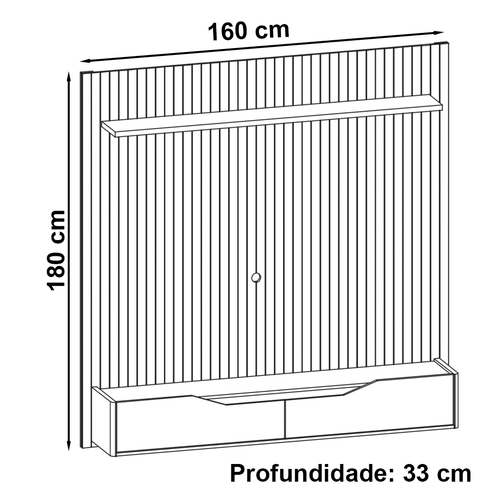 Painel Frisado Suspenso Tv 60 Pol 160 Cm 011090 Cedro Off White DCASA