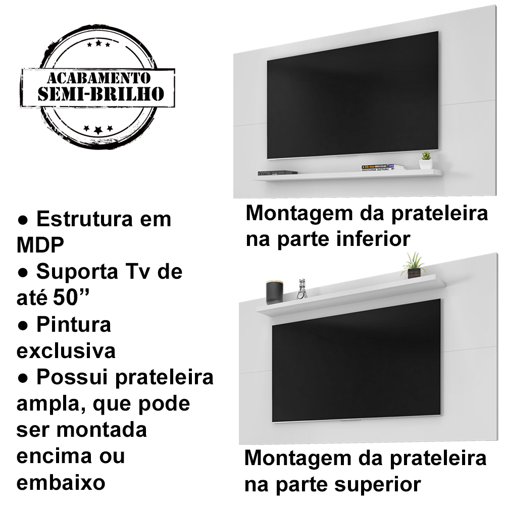 Painel Para TV 50 Pol 158 Cm 088162 Branco DCASA