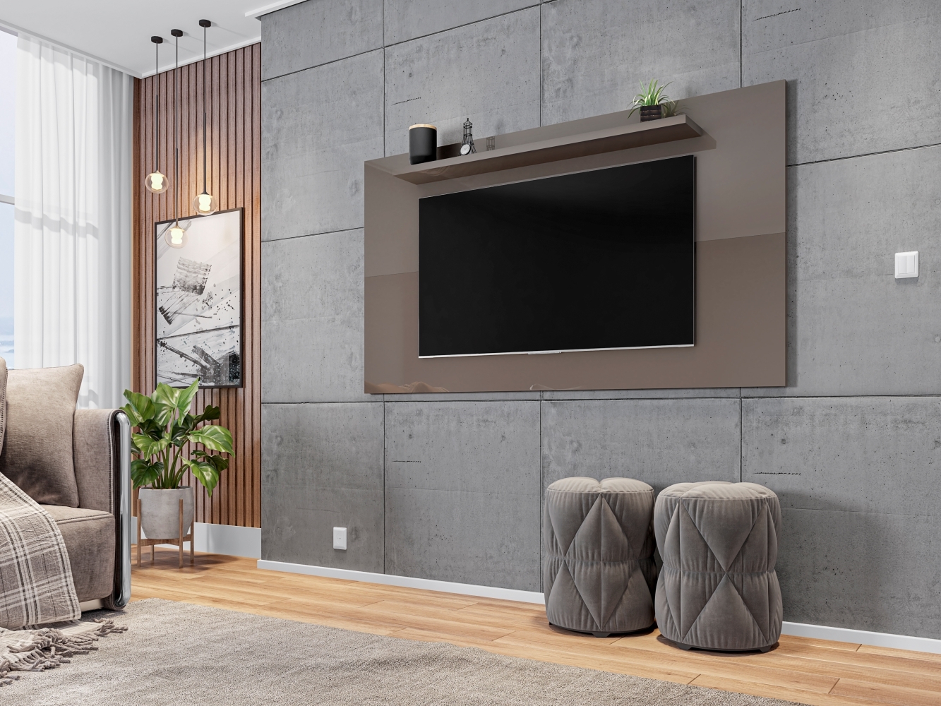 Painel para TV Castle 1.58 Cinza
