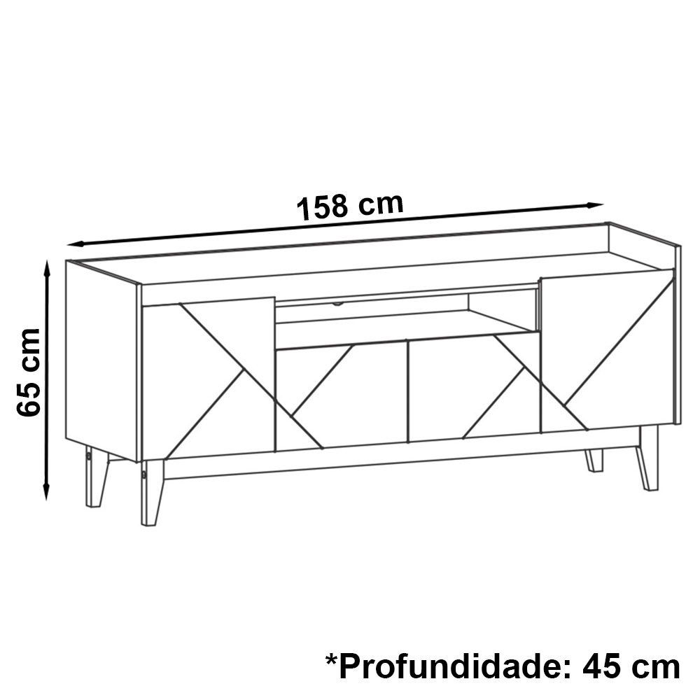 Rack 4 Portas Para TV 60 Polegadas 011071 Off White Cedro DCASA