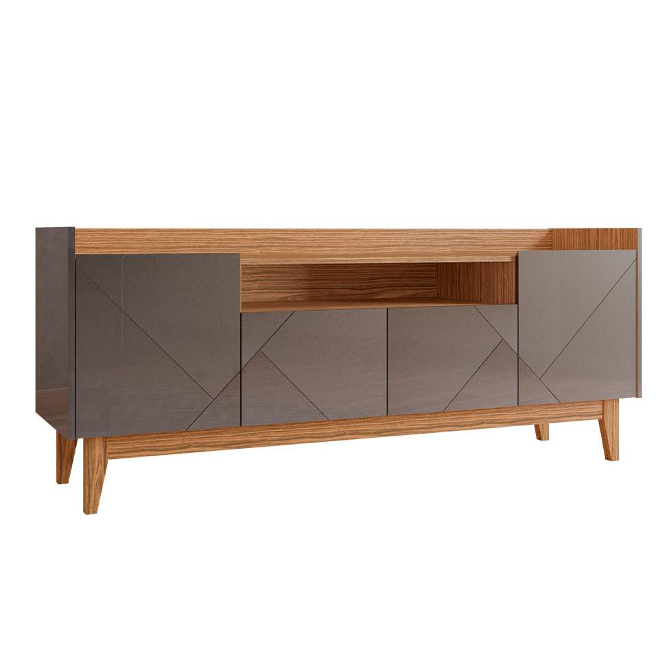 Rack Adria Cinza e Noce 158 cm