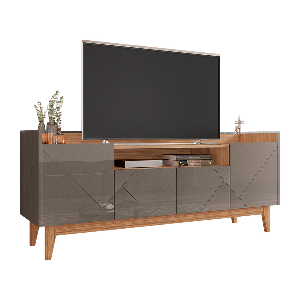Rack Adria Cinza e Noce 158 cm