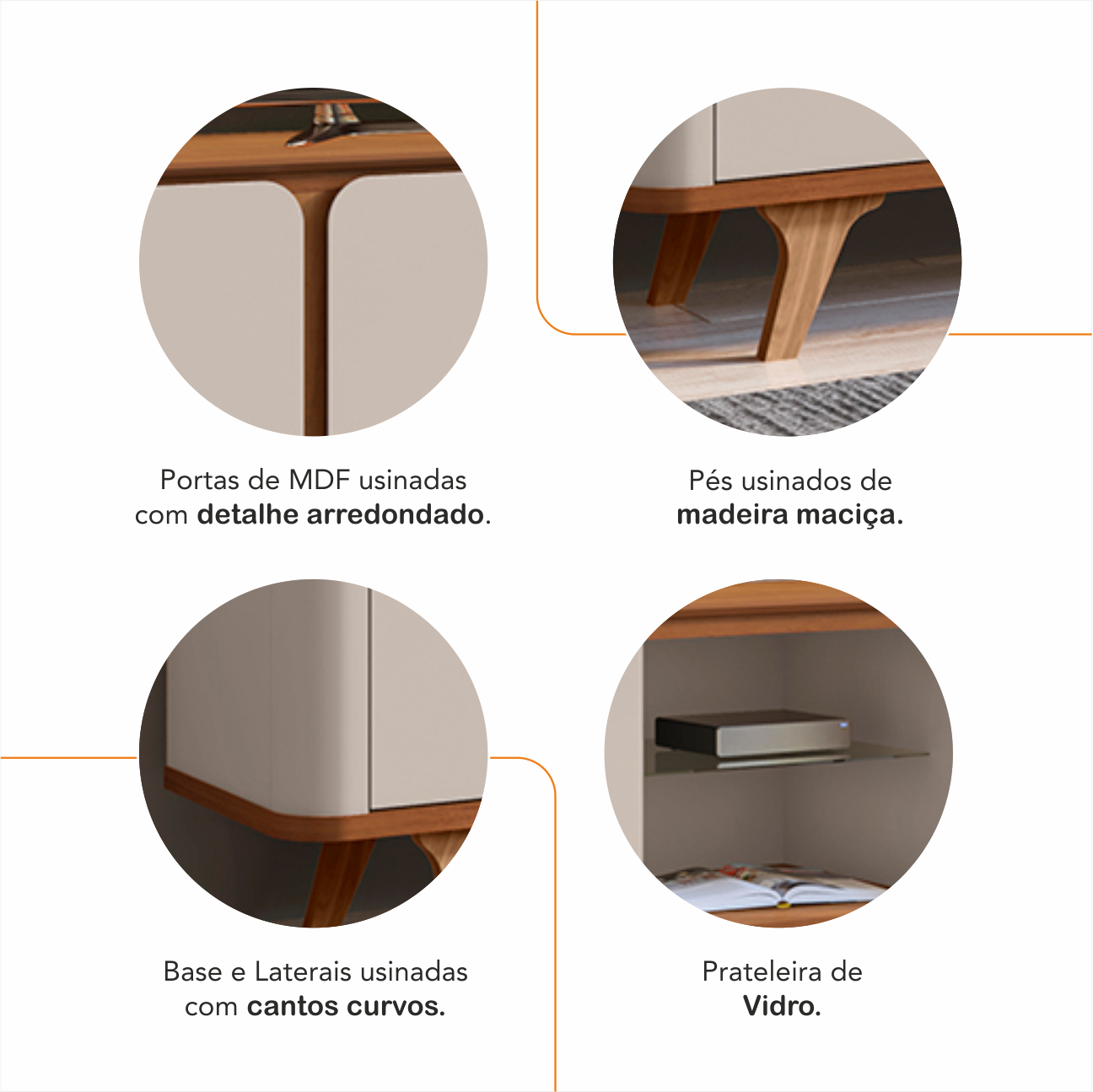 Rack Bancada Para TV 60 Pol 217 cm 11097 Cedro Off White DCASA