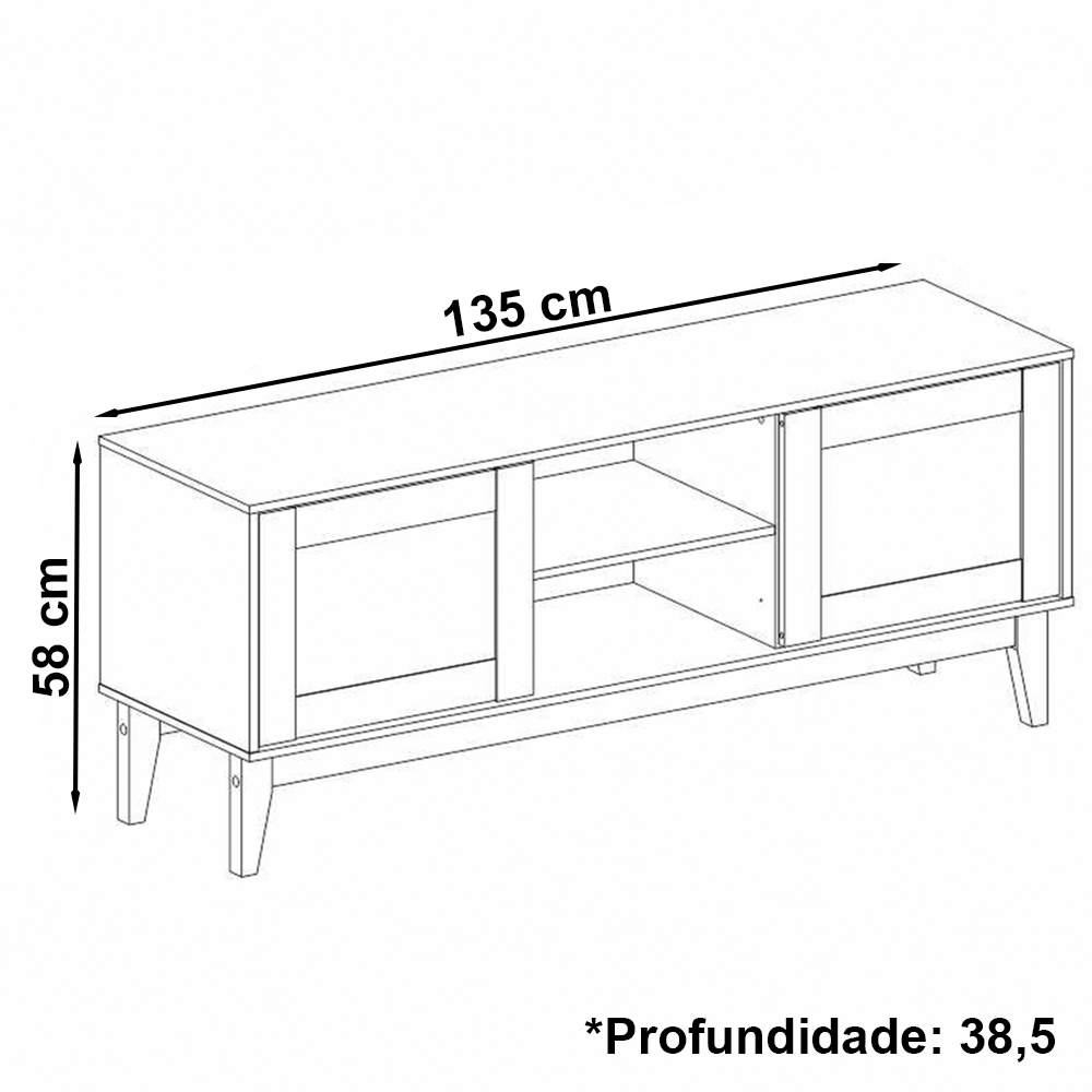Rack Bancada Para Tv 40 Pol 135 Cm 011095 Cedro Off White DCASA