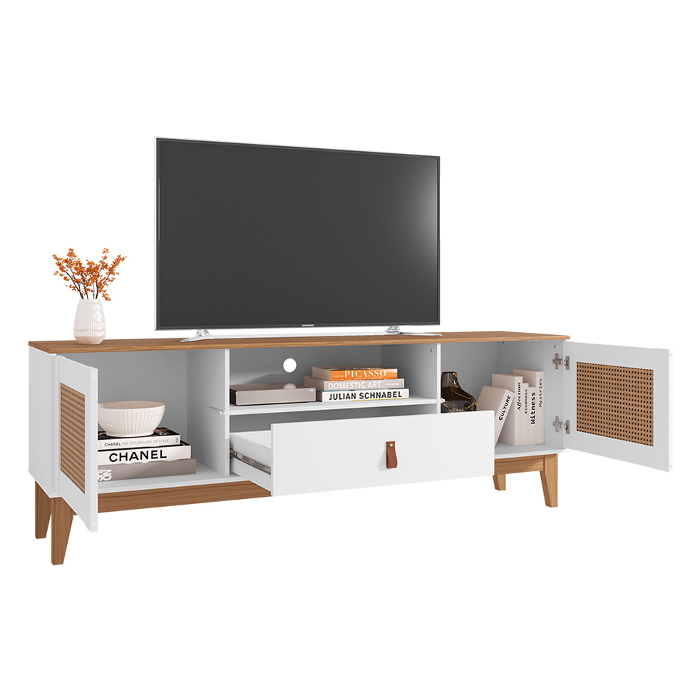 Rack Esmeralda Branco e Noce 160 cm
