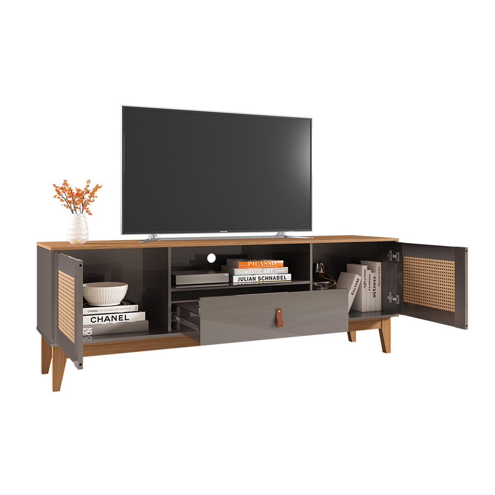 Rack Esmeralda Cinza Pérola e Noce 160 cm