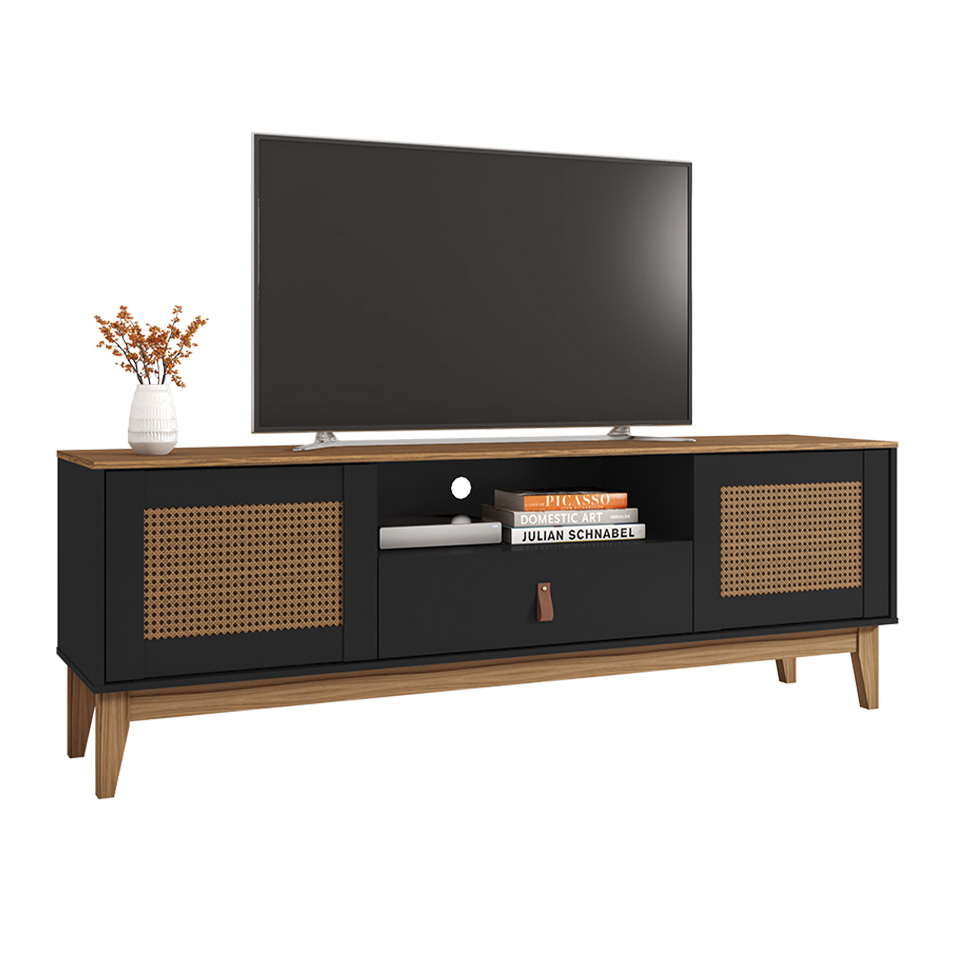 Rack Esmeralda Preto e Noce 160 cm