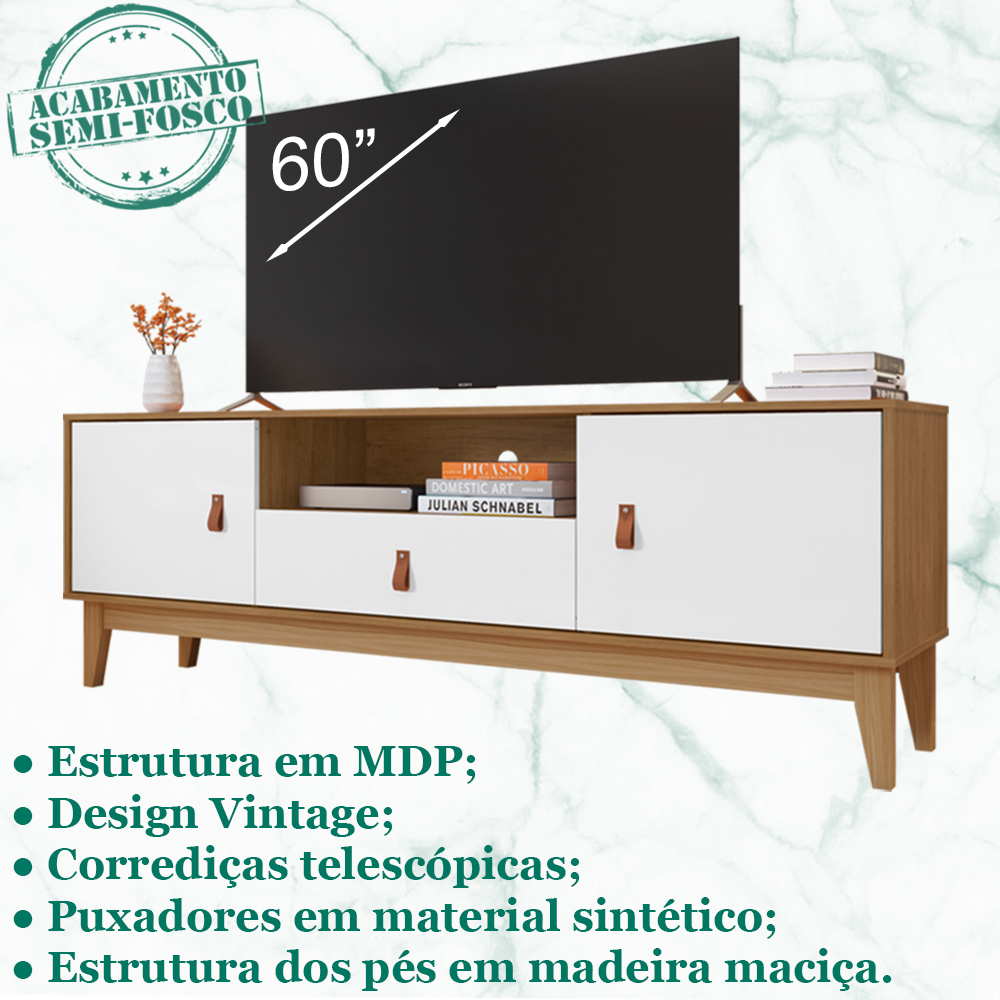 Rack Para Sala 160 CM 011096 Cedro Branco DCASA