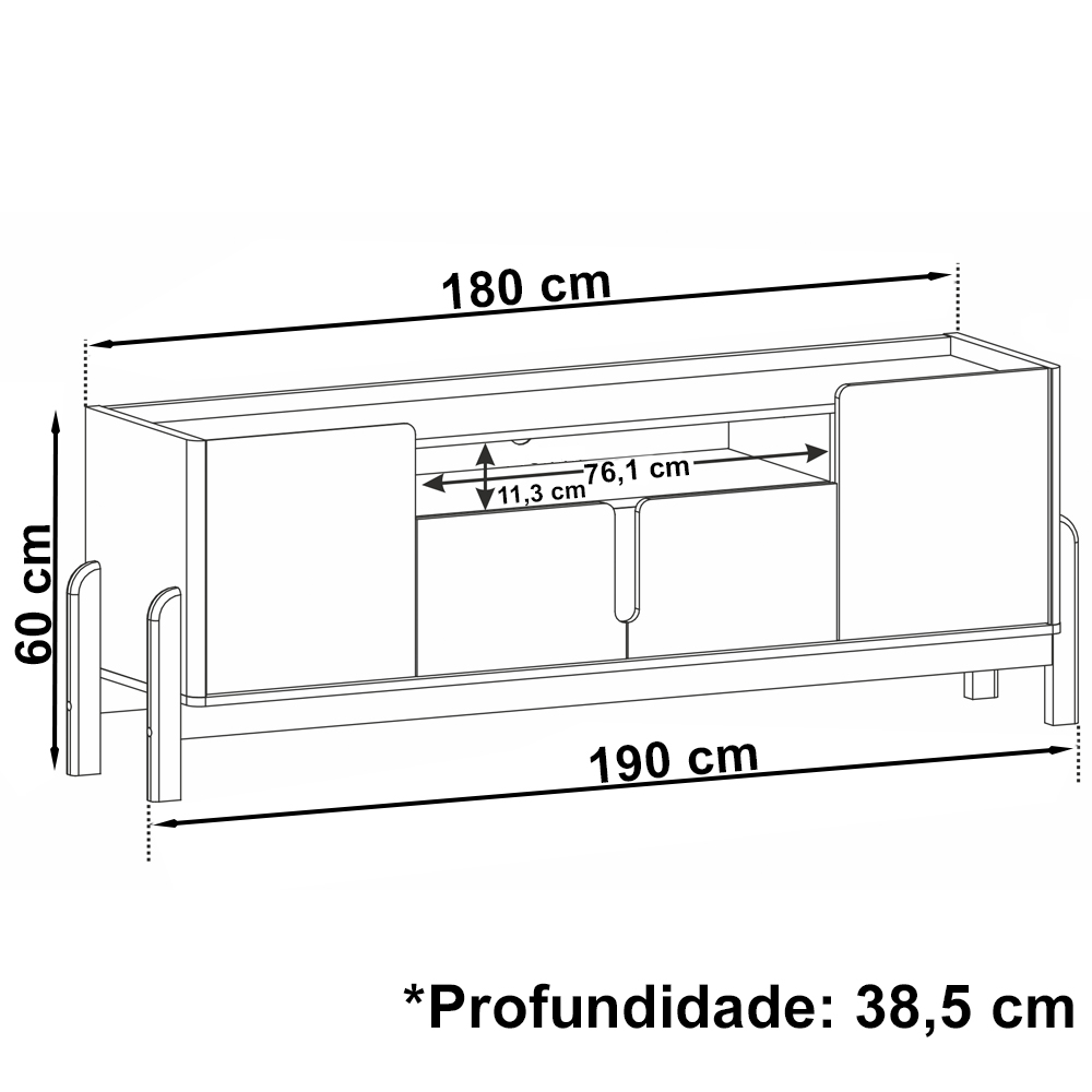 Rack Para Sala 190 cm 011081 Off White Cedro DCASA