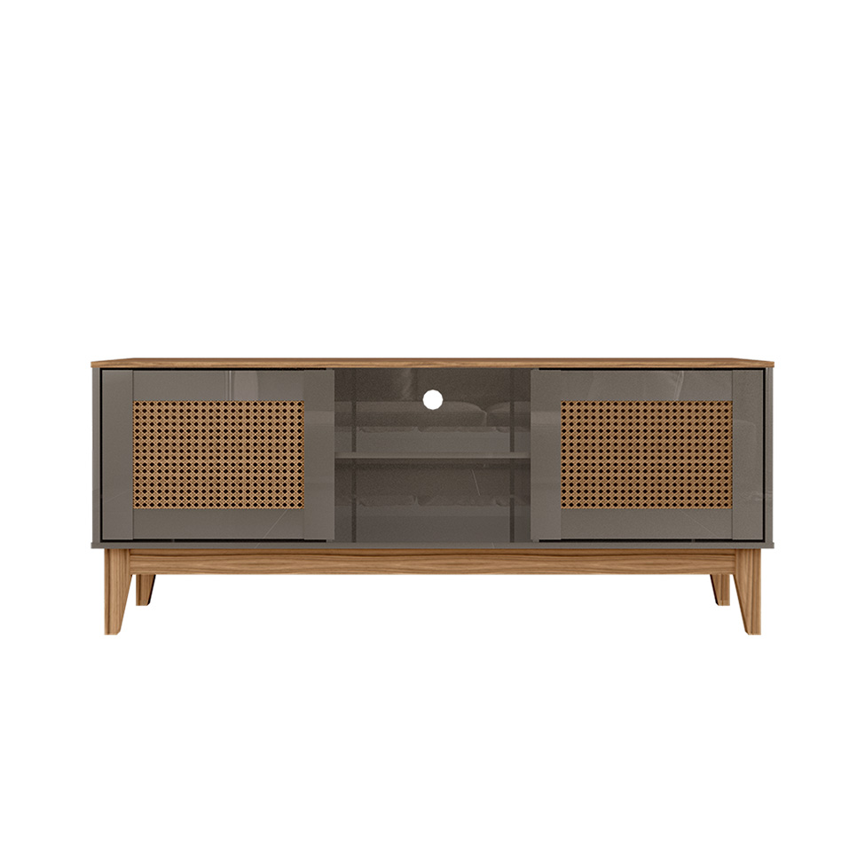Rack Safira Cinza Pérola e Noce 135 cm
