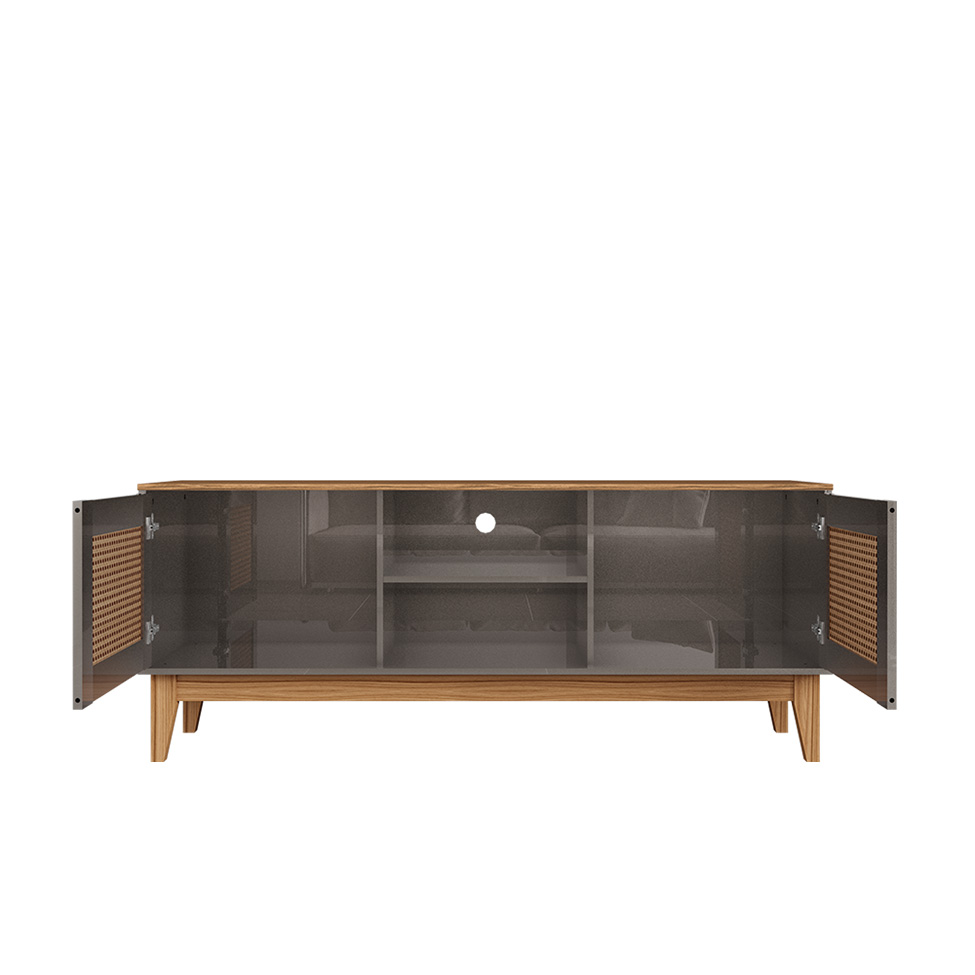 Rack Safira Cinza Pérola e Noce 135 cm