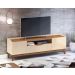 Rack Sala Ravena para TV até 60 Polegadas c/ Pés de Madeira  Off White/Noce