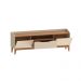 Rack Sala Ravena para TV até 60 Polegadas c/ Pés de Madeira  Off White/Noce